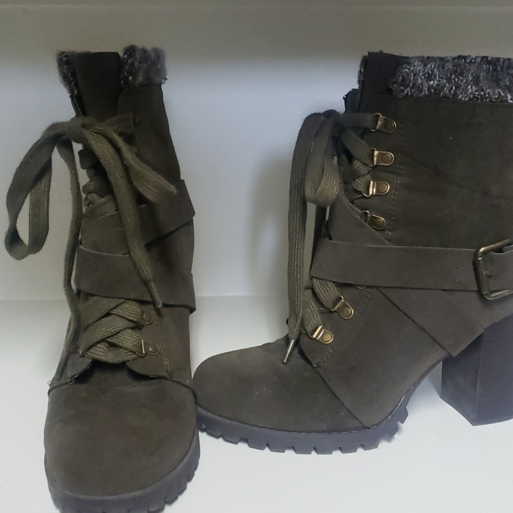 High Heel Combat Boots